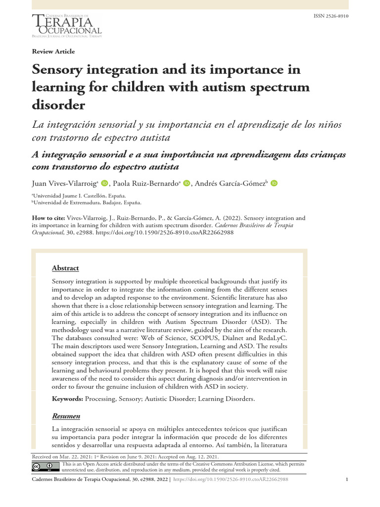 Sensory Integration in Autism Learning | PDF | Senses | Perception