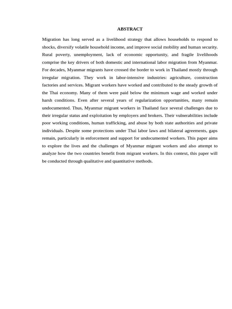 Myanmar Migrant Workers in Thailand: Challenges | PDF | Human Migration ...