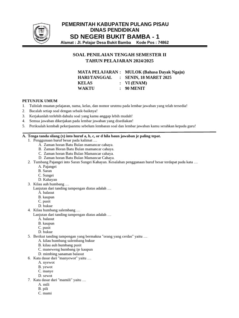 Akses Mudah dan Lengkap: Download Soal Mulok Kelas 6 Semester 1 untuk Persiapan Optimal