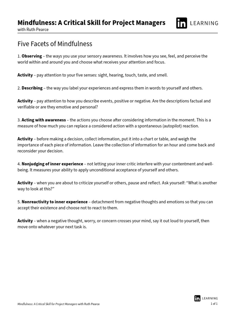 Five Facets of Mindfulness Explained | PDF