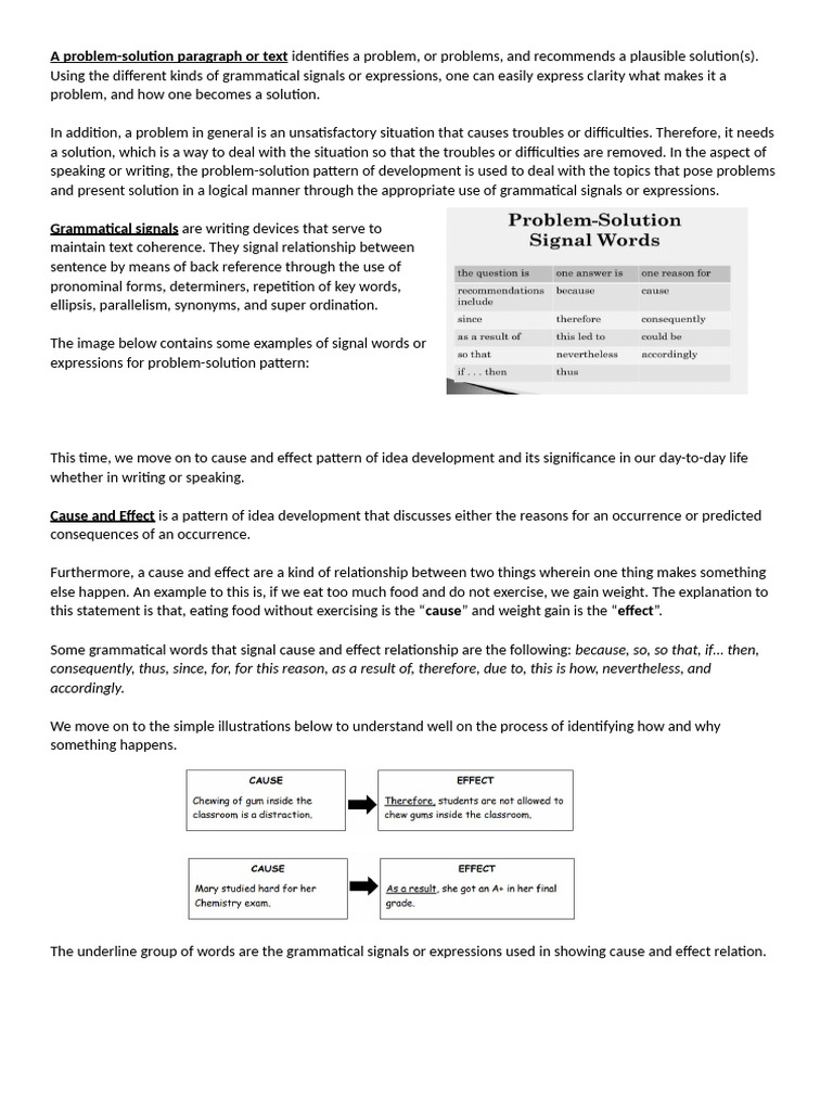 Problem-Solution and Cause-Effect Writing | PDF