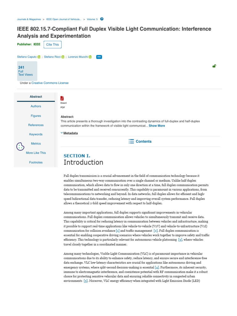 IEEE 802.15.7-Compliant Full Duplex Visible Light Communication ...