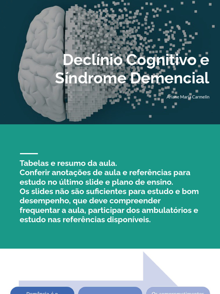 Declinio Cognitivo e Sindromes Demenciais | PDF | Demência | Doença de ...