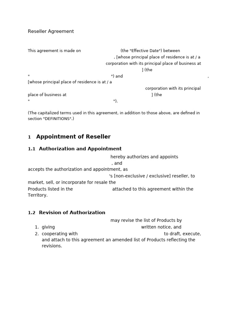 Reseller Agreement Template | PDF | Indemnity | List Price