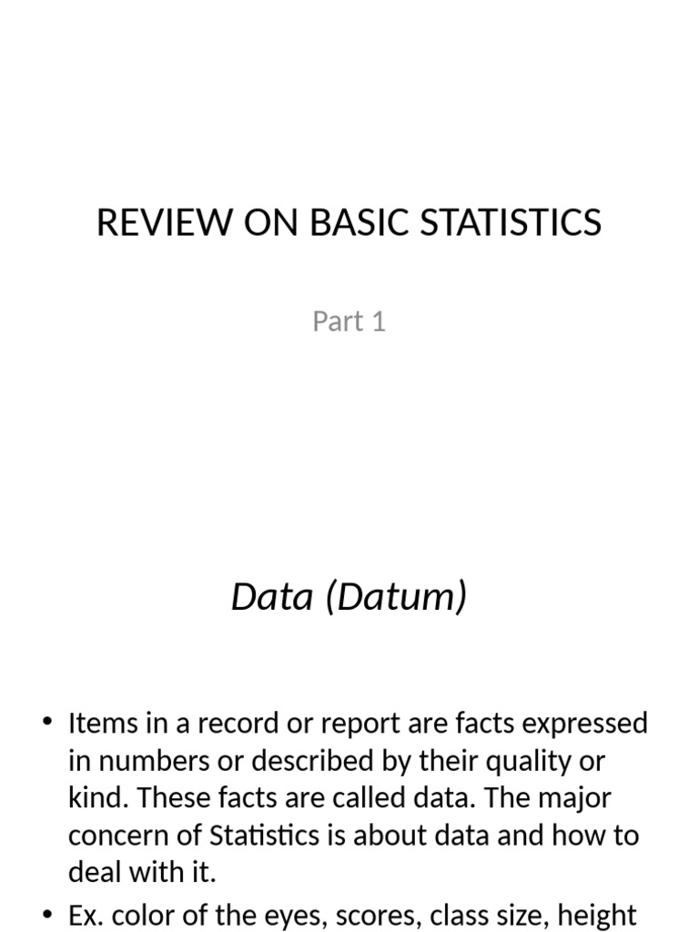 Module 0. Review On Statistics | PDF | Statistics | Level Of Measurement