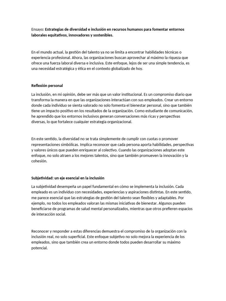 Estrategias de Diversidad e Inclusión en Recursos Humanos para Fomentar ...