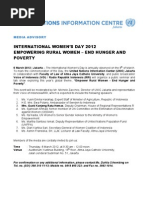 Download Media Advisory International Womens Day 2012 Commemoration in Jakarta by United Nations Information Centre UNIC Jakarta SN84040709 doc pdf