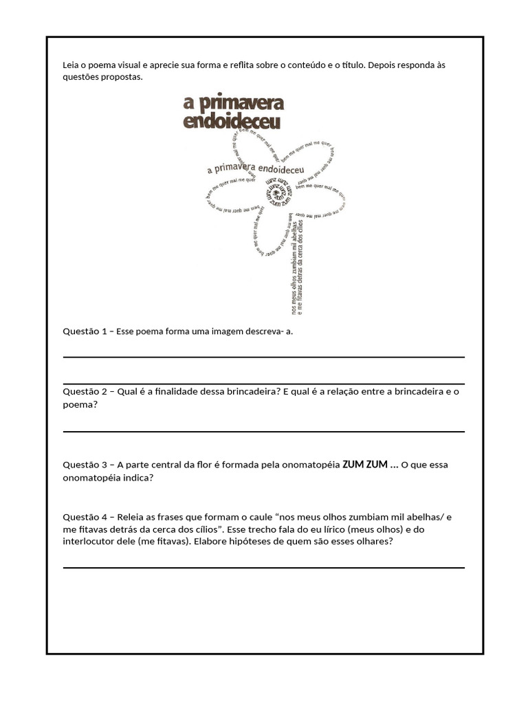 Poema Visual: A Primavera Endoideceu | PDF