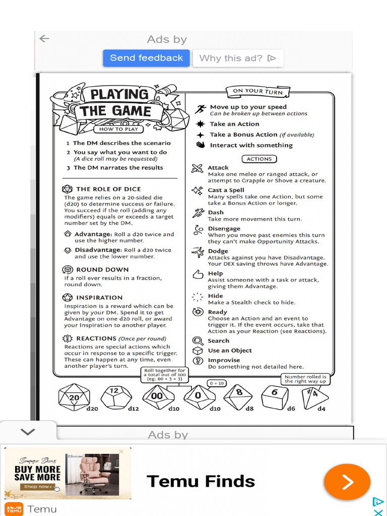 D D Player Cheatsheet Pdf