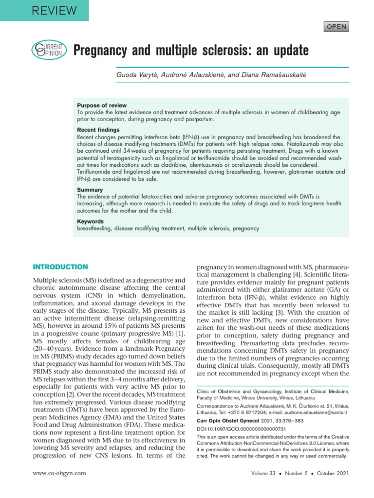 Picture of Pregnancy and MS | PDF | Pregnancy | Multiple Sclerosis