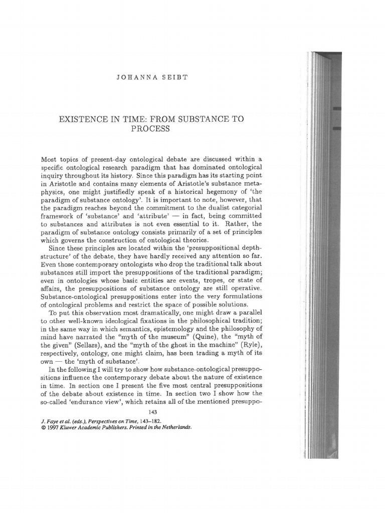 Existence in Time From Substance To Proc | PDF