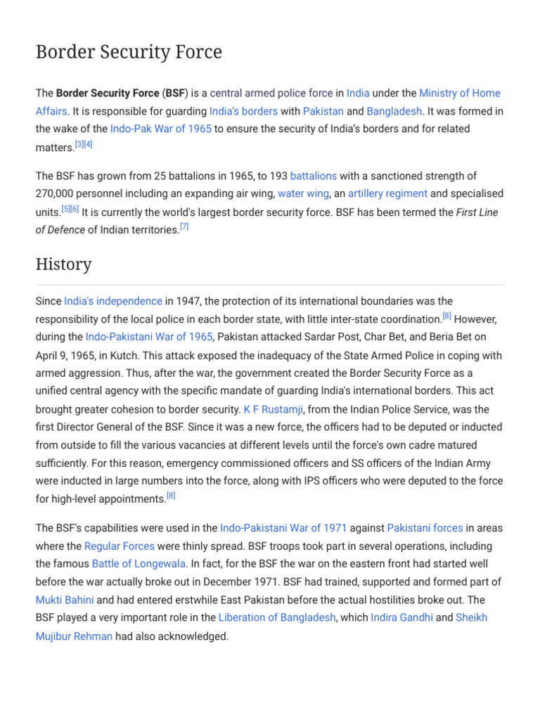 Border Security Force - Wikipedia | PDF