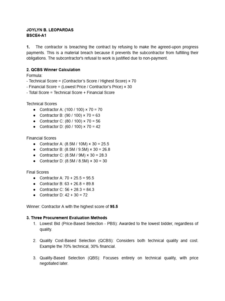 Contractor Payment Breach & Evaluation Methods | PDF | Business