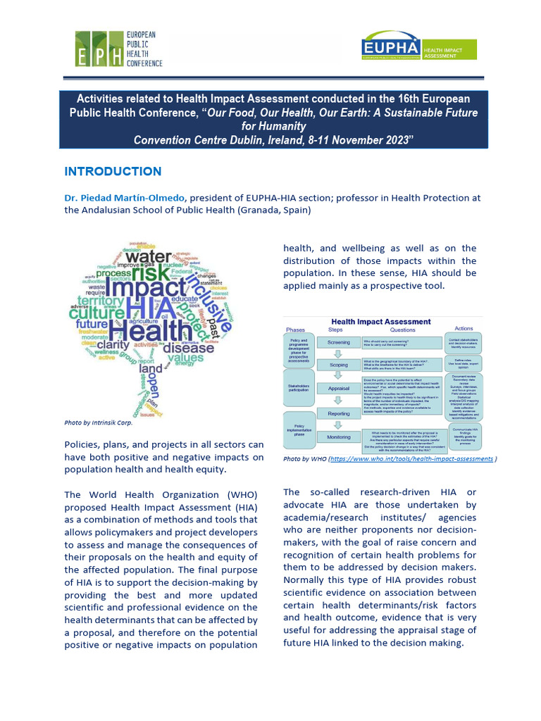 Summary of HIA Events at EPH Dublin 2023 | PDF | Capacity Building ...