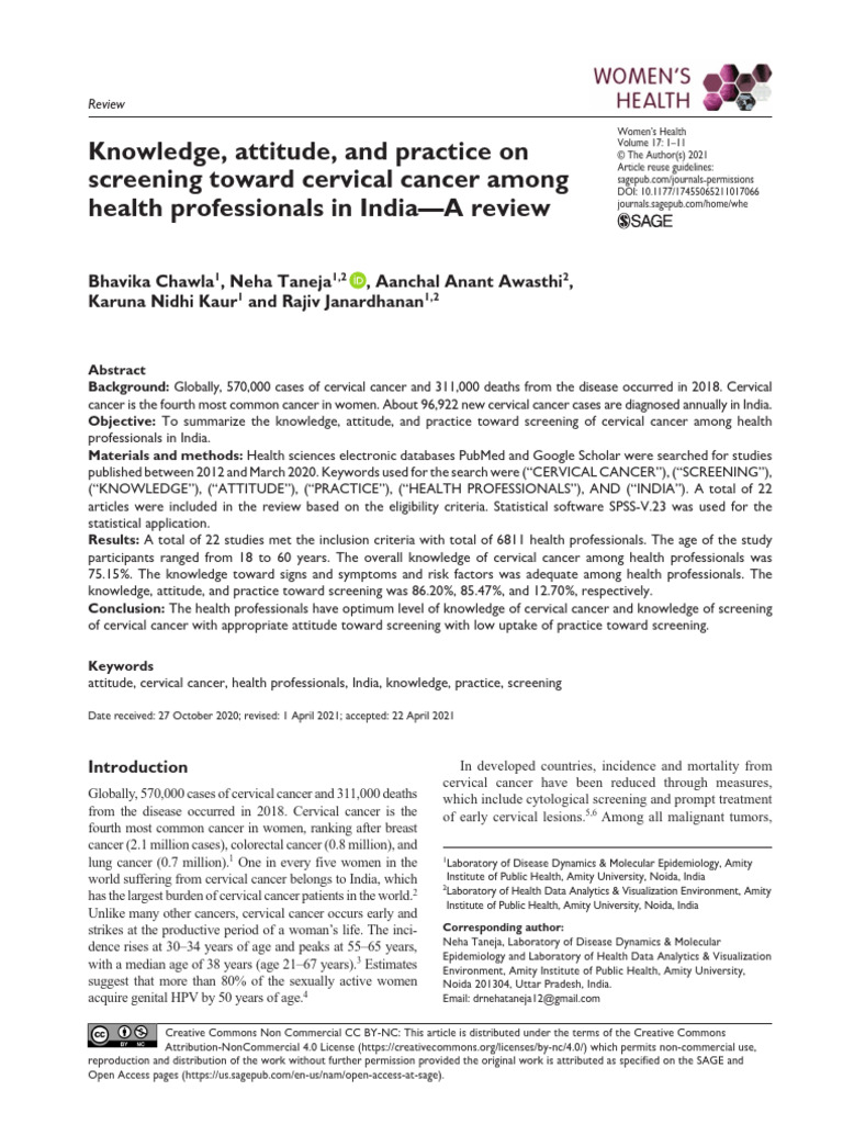 Knowledge, Attitude, and Practice On Screening Toward Cervical Cancer ...
