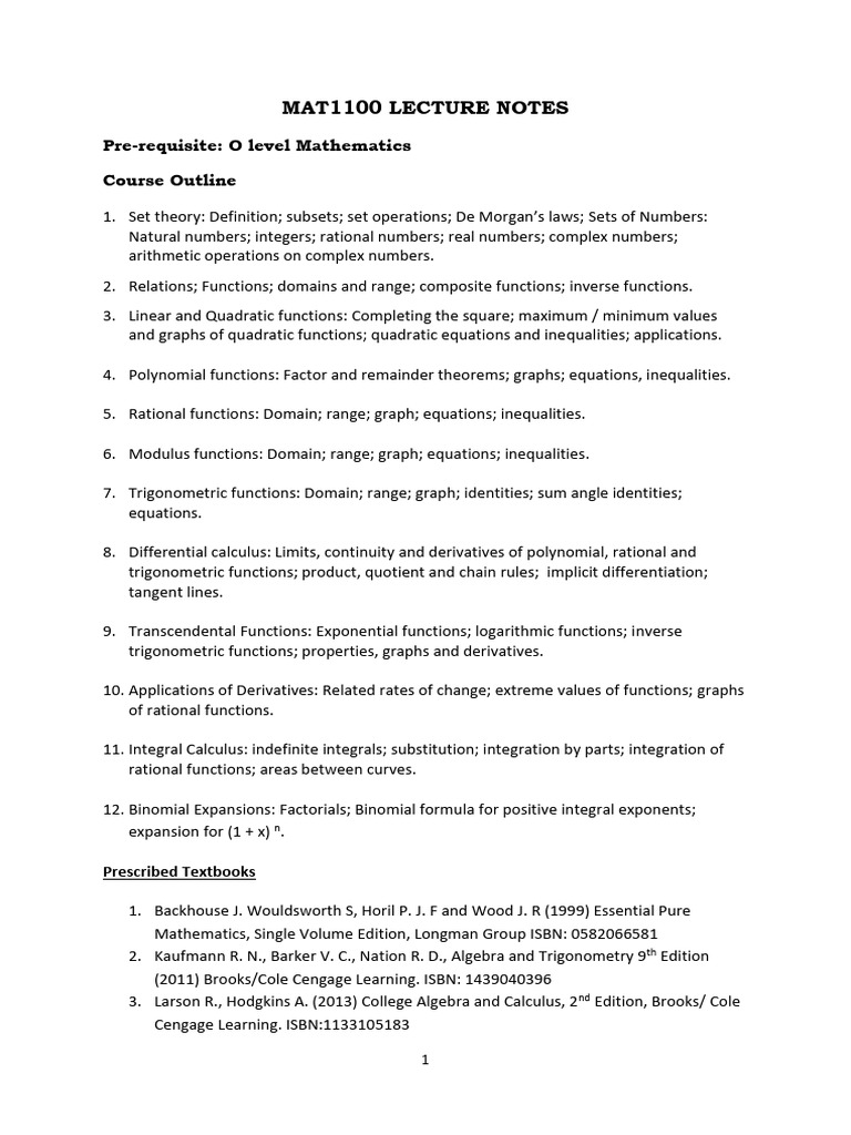 MAT1100 Set Theory Lecture Notes | PDF | Function (Mathematics) | Numbers