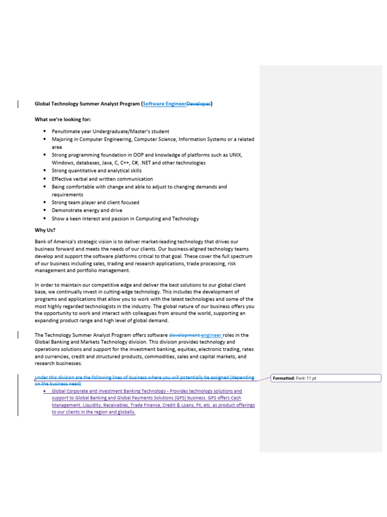 Global Technology Summer Analyst Program (Software Engineer) | PDF ...