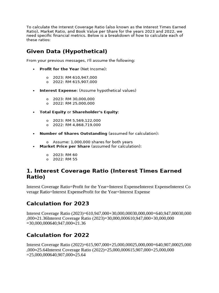 Interest Coverage Ratio Analysis 2022-2023 | PDF | Book Value | Price ...