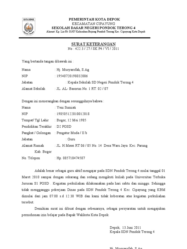 Download 69+ Contoh Contoh Surat Izin Guru Sekolah Terbaik Dan Terbaru