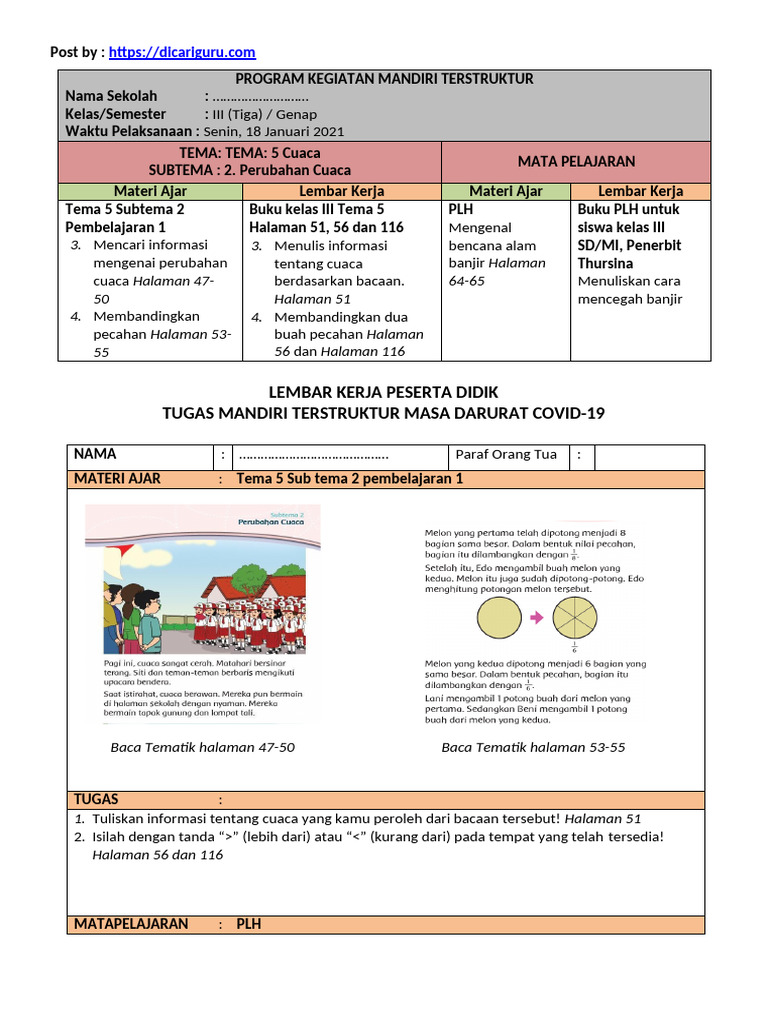 LKPD KLS 3 TM 5 ST 2 | PDF