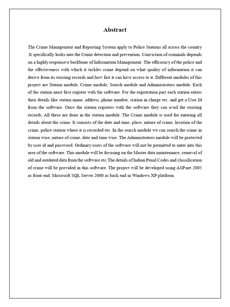 Crime Management System for India | PDF