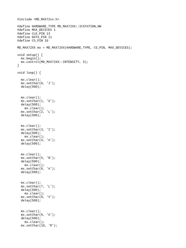 LED Matrix Programming Example | PDF