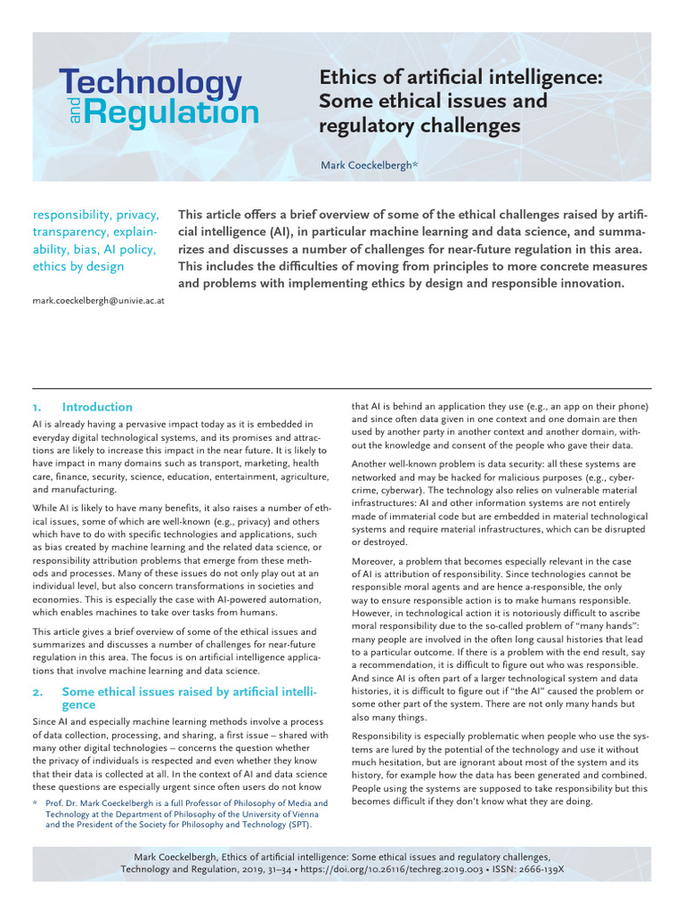 AI Ethics and Regulatory Challenges | PDF | Artificial Intelligence ...