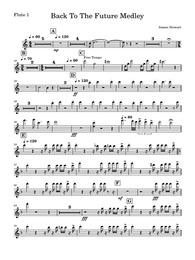 Back To The Future Flute Medley | PDF | Tempo | Musical Forms
