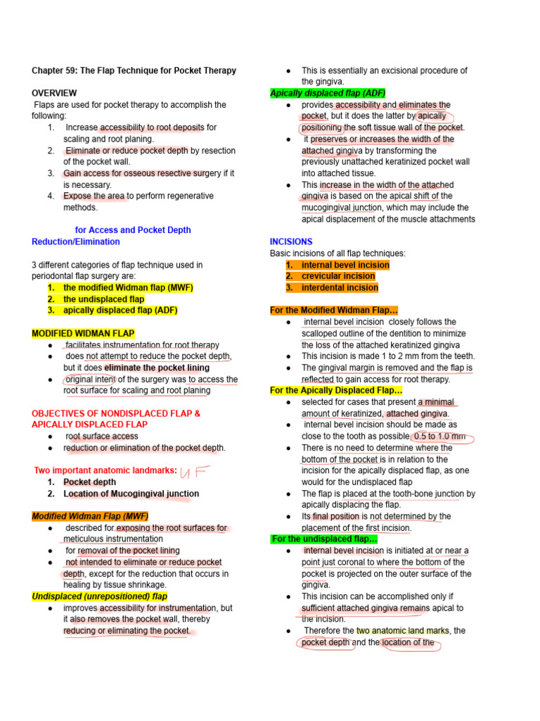 Flap Techniques for Pocket Therapy | PDF | Periodontology | Medical ...