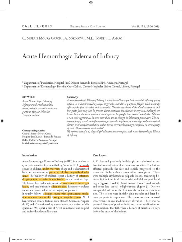 Acute Hemorrhagic Edema in Infancy | PDF | Medical Specialties | Medicine