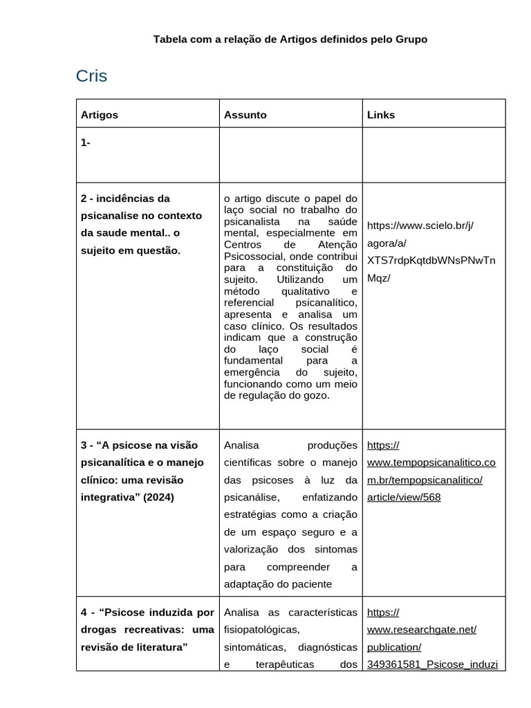Artigos sobre Psicanálise e Psicose | PDF | Psicanálise | Psicose
