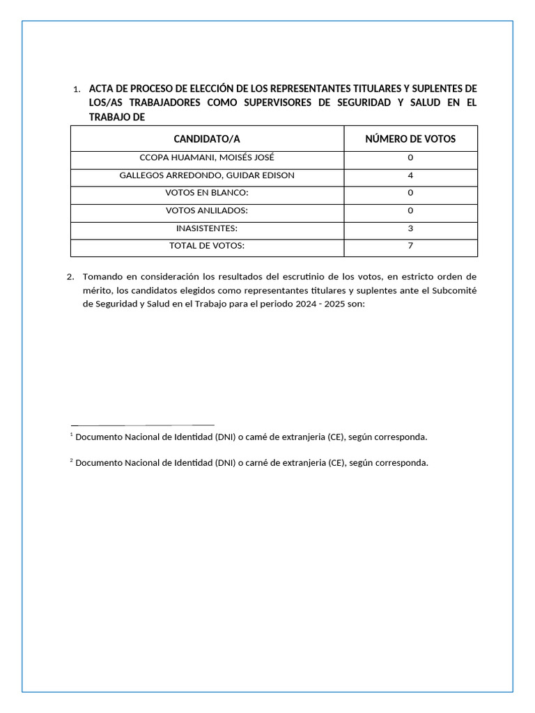 Acta de Proceso de Elección de Los Representantes Titulares11 | PDF