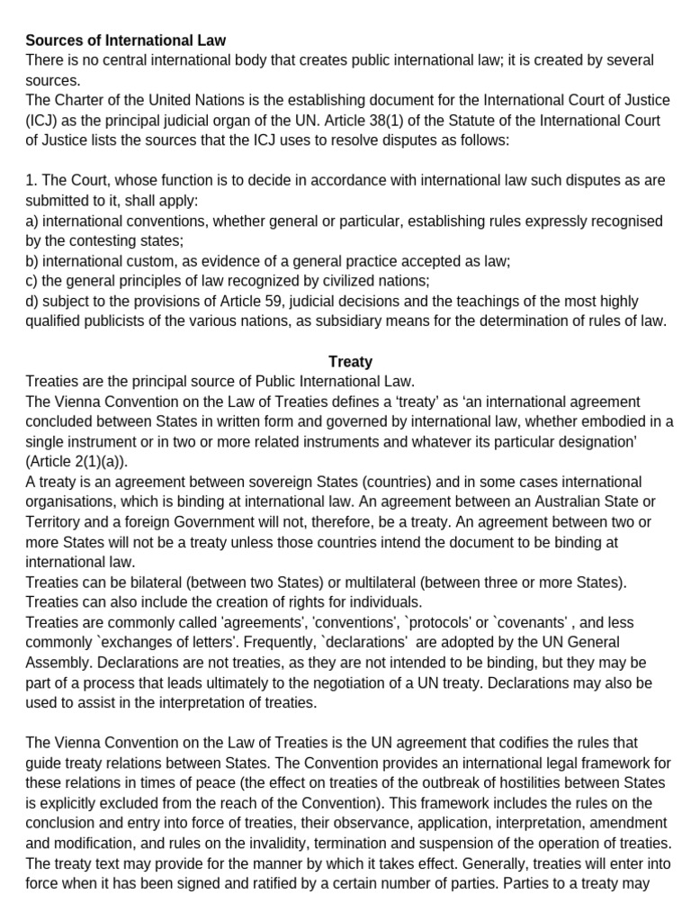 Sources of International Law Explained | PDF | Treaty | International Law