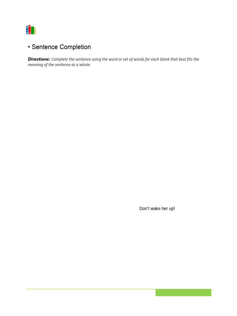 Sentence Completion 2: Directions | PDF