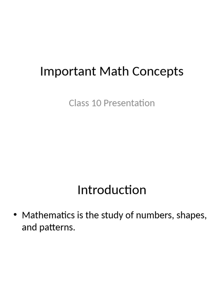 Math_Important_Concepts_Presentation | PDF