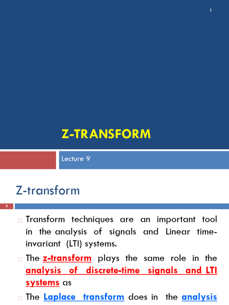 9 Lec9 DSP Z Transform | PDF | Laplace Transform | Mathematical Analysis