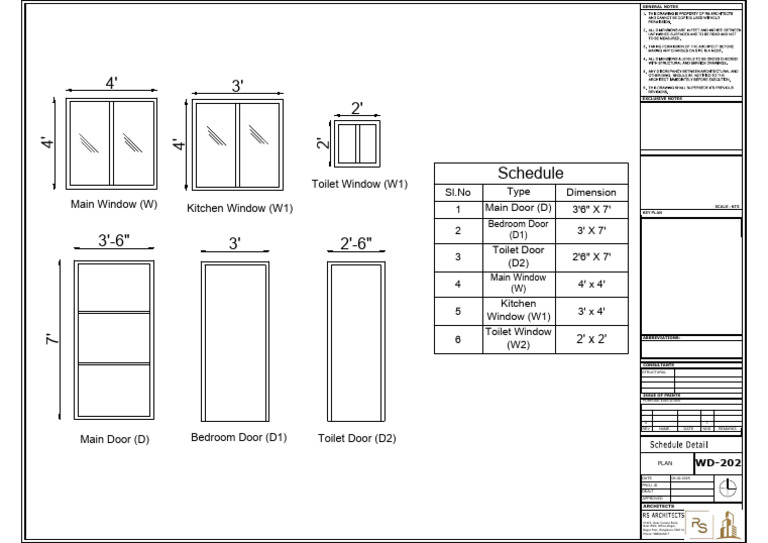 Door and Window Dimension Schedule | PDF