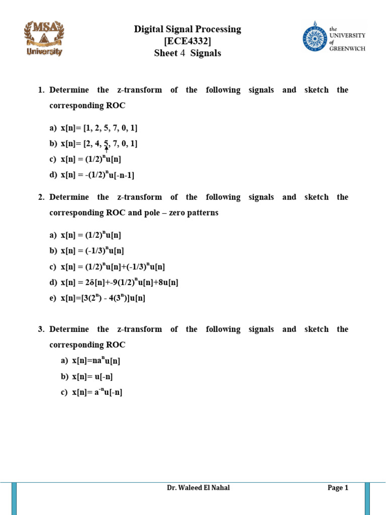 Z-Transform Analysis of Signals | PDF