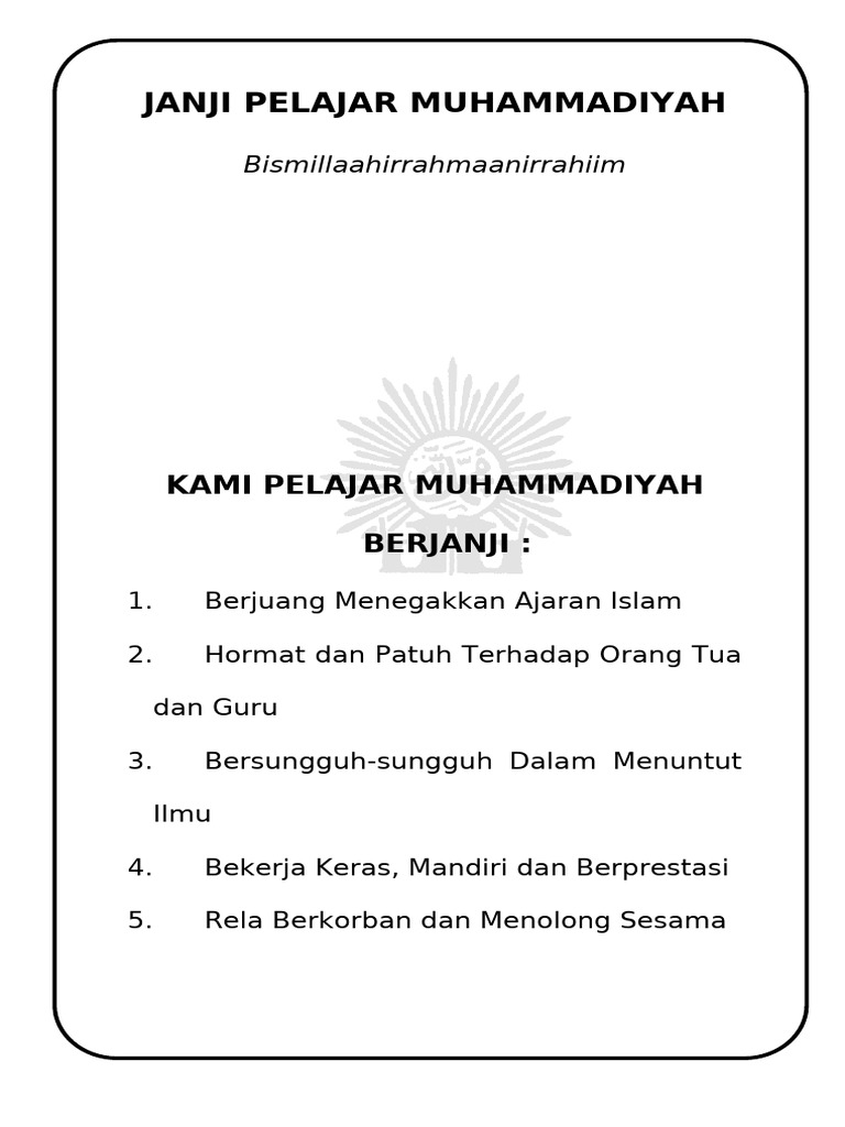 Janji Pelajar Muhammadiyah | PDF