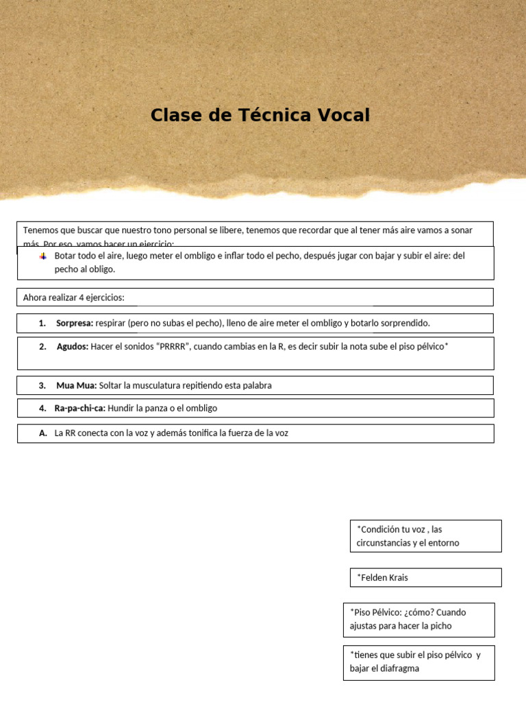 Ejercicios para Mejorar la Técnica Vocal | PDF
