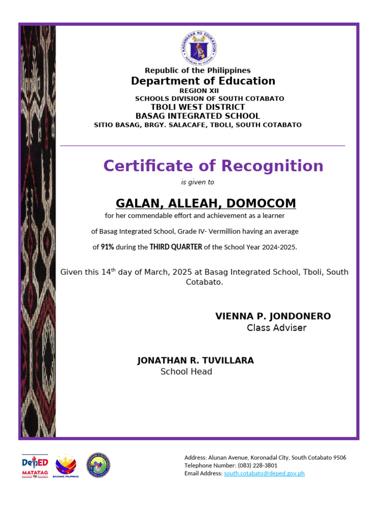 2nd Place Certificate Template | PDF | Philippines