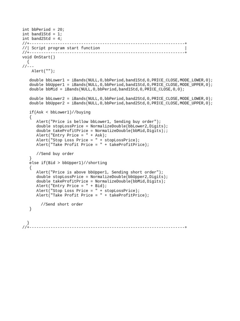 Bollinger Bands Trading Script | PDF