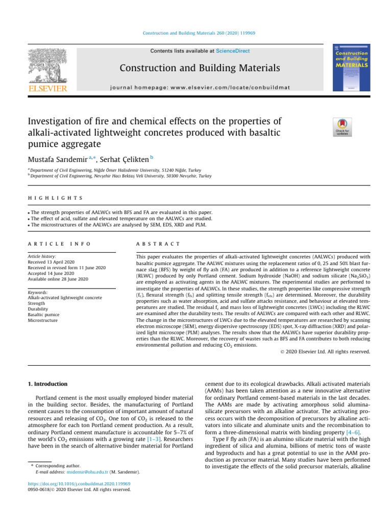 Investigation of fire and chemical effects on the properties of alkali ...