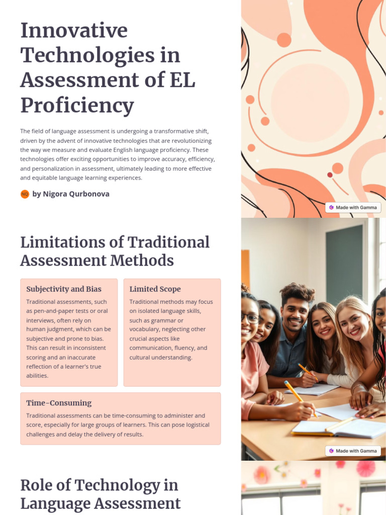 Innovative Technologies in Assessment of EL Proficiency | PDF ...
