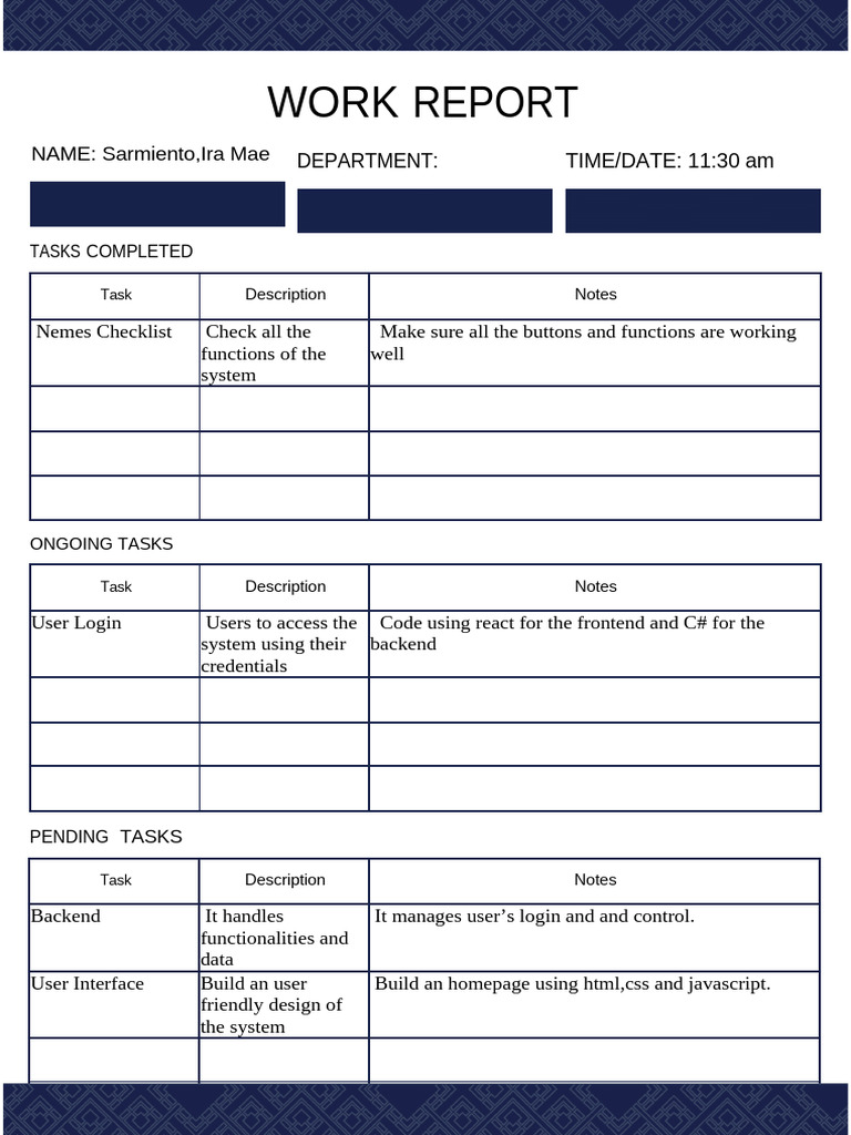 Work Report 1 | PDF