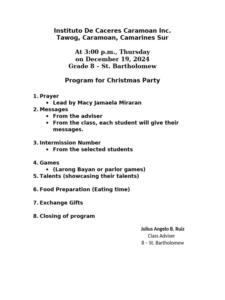 Christmass Party Program | PDF