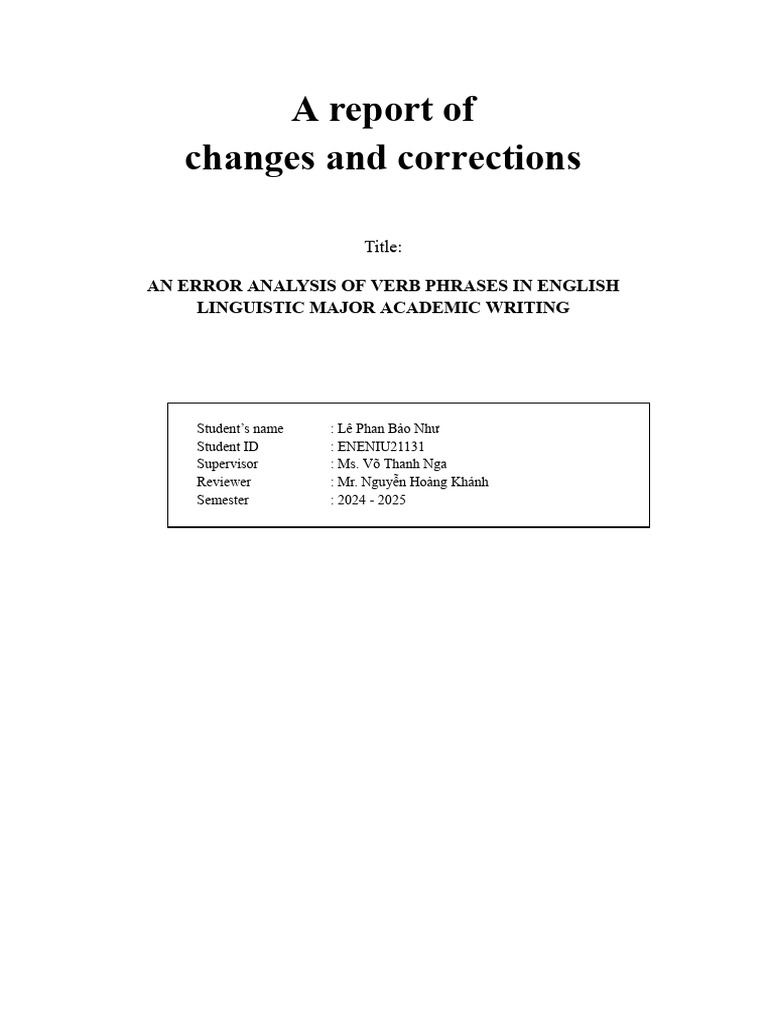 Error Analysis of Verb Phrases in Academic Writing | PDF | Second ...