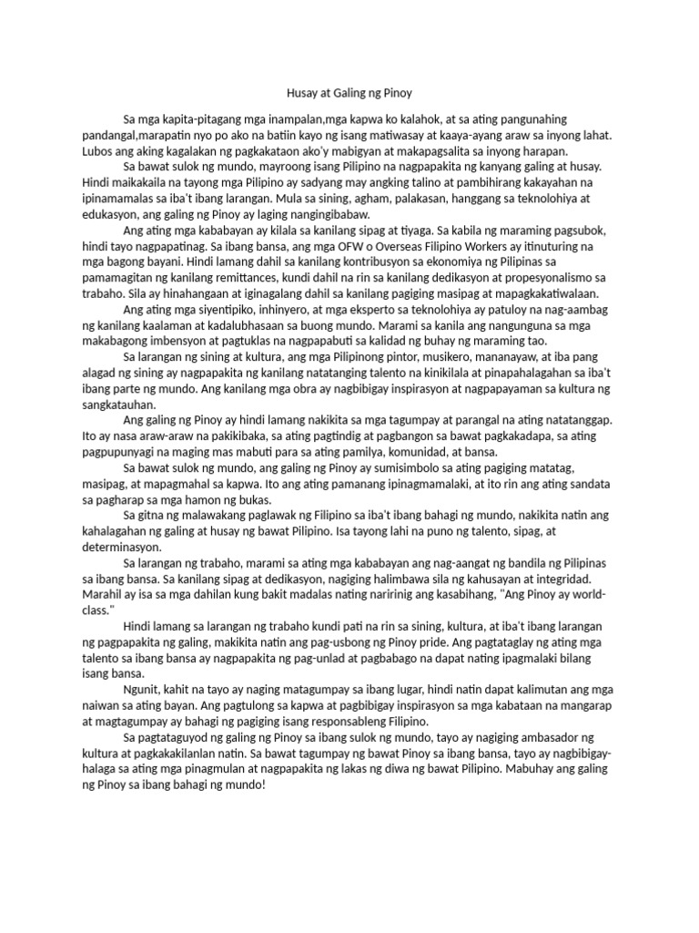 Husay at Galing NG Pinoy | PDF