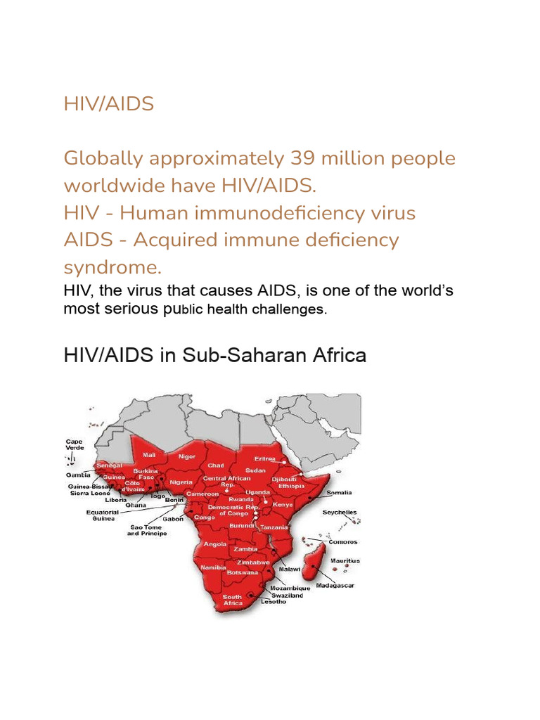 Case Study HIV - AIDS in Sub-Saharan Africa PDF | PDF | Hiv/Aids | Hiv ...