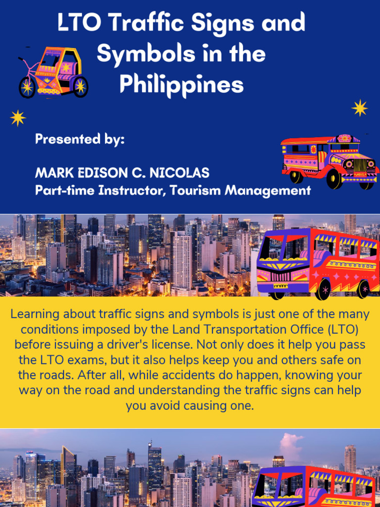 LTO Traffic Signs and Symbols Guide | PDF | Traffic | Intersection (Road)